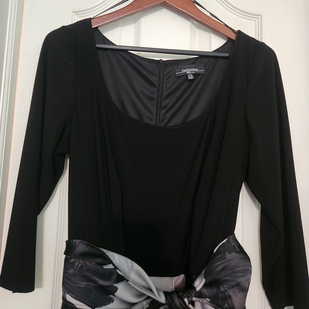 R & M Richards Black and Gray Maxi Dress
